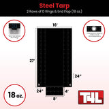 16' x 27' Steel Flatbed Tarp with 4ft Drop, End Flap, 2 Rows of D-Rings, 72 lbs, Truck Tarp, Flatbed Equipment