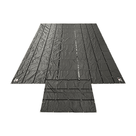 20' x 27' Lightweight Lumber Flatbed Tarp with 6ft Drop, End Flap, 3 Rows of D-Rings, 76 lbs, Truck Tarp, Flatbed Equipment