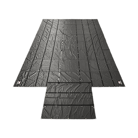 20' x 27' Lumber Flatbed Tarp with 6ft Drop, End Flap, 3 Rows of D-Rings, 92 lbs, Truck Tarp, Flatbed Equipment