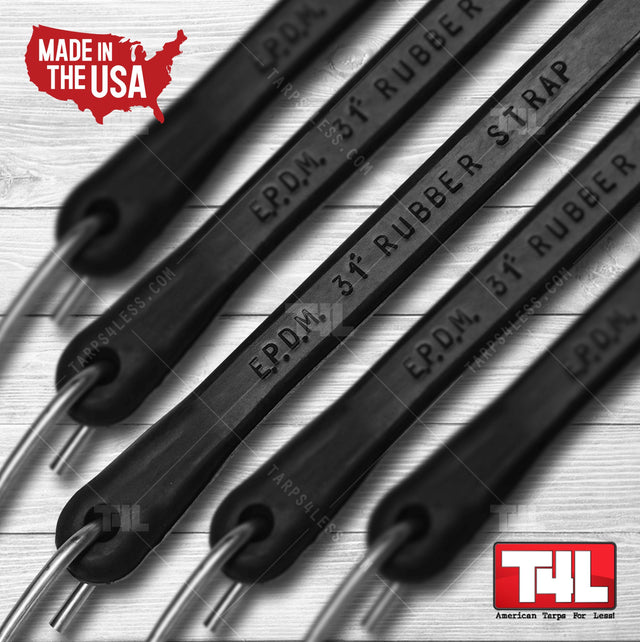 Close-up of durable metal hooks on EPDM tie-down straps