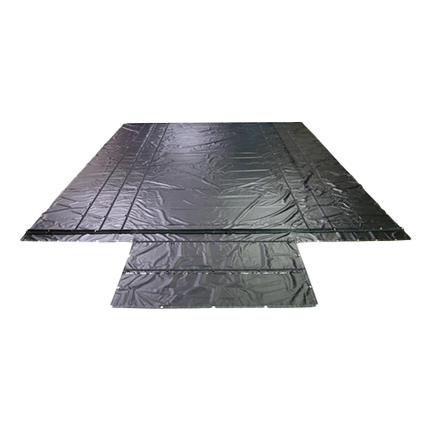 20' x 20' Wallboard End Tarp – 18 oz Black Vinyl | 3-Piece Set Component