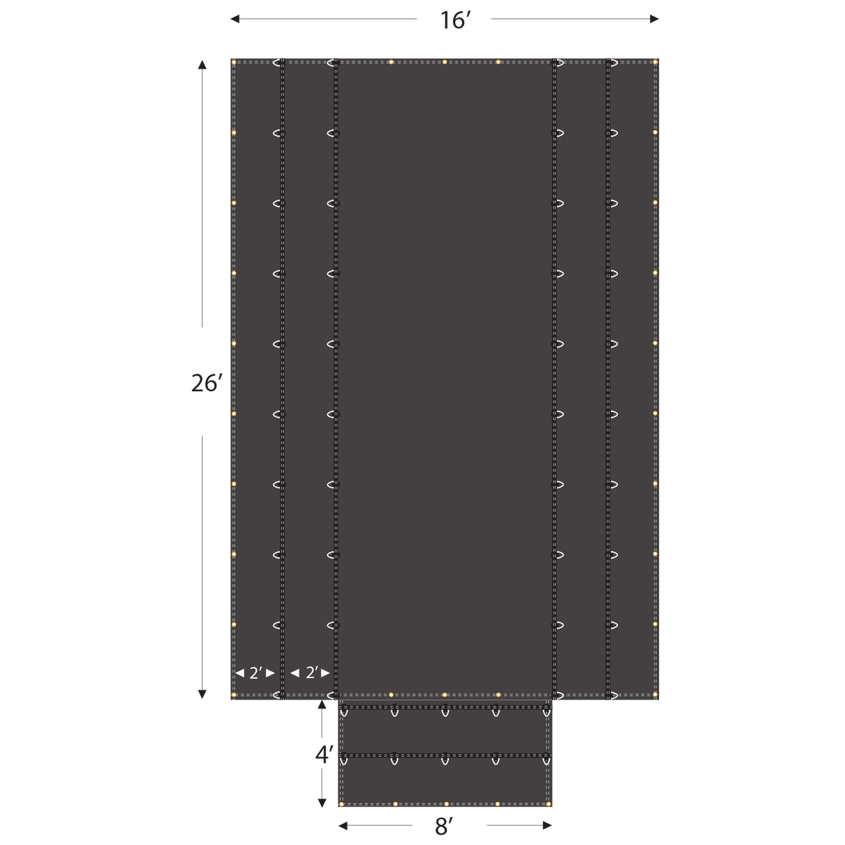 16' X 26' Steel Tarps w/ End Flap