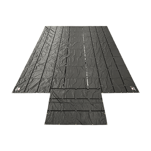20' x 27' Lightweight Lumber Flatbed Tarp with 6ft Drop, End Flap, 3 Rows of D-Rings, 76 lbs, Truck Tarp, Flatbed Equipment