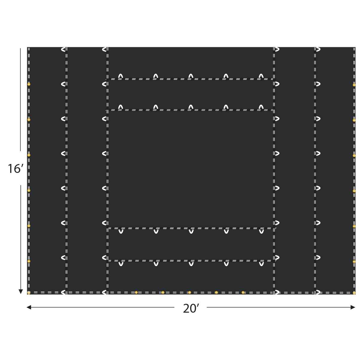 20'x16' 2-Row Wallboard Middle Tarp