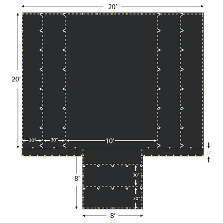 20'x20' 2 Row Wallboard End Tarp